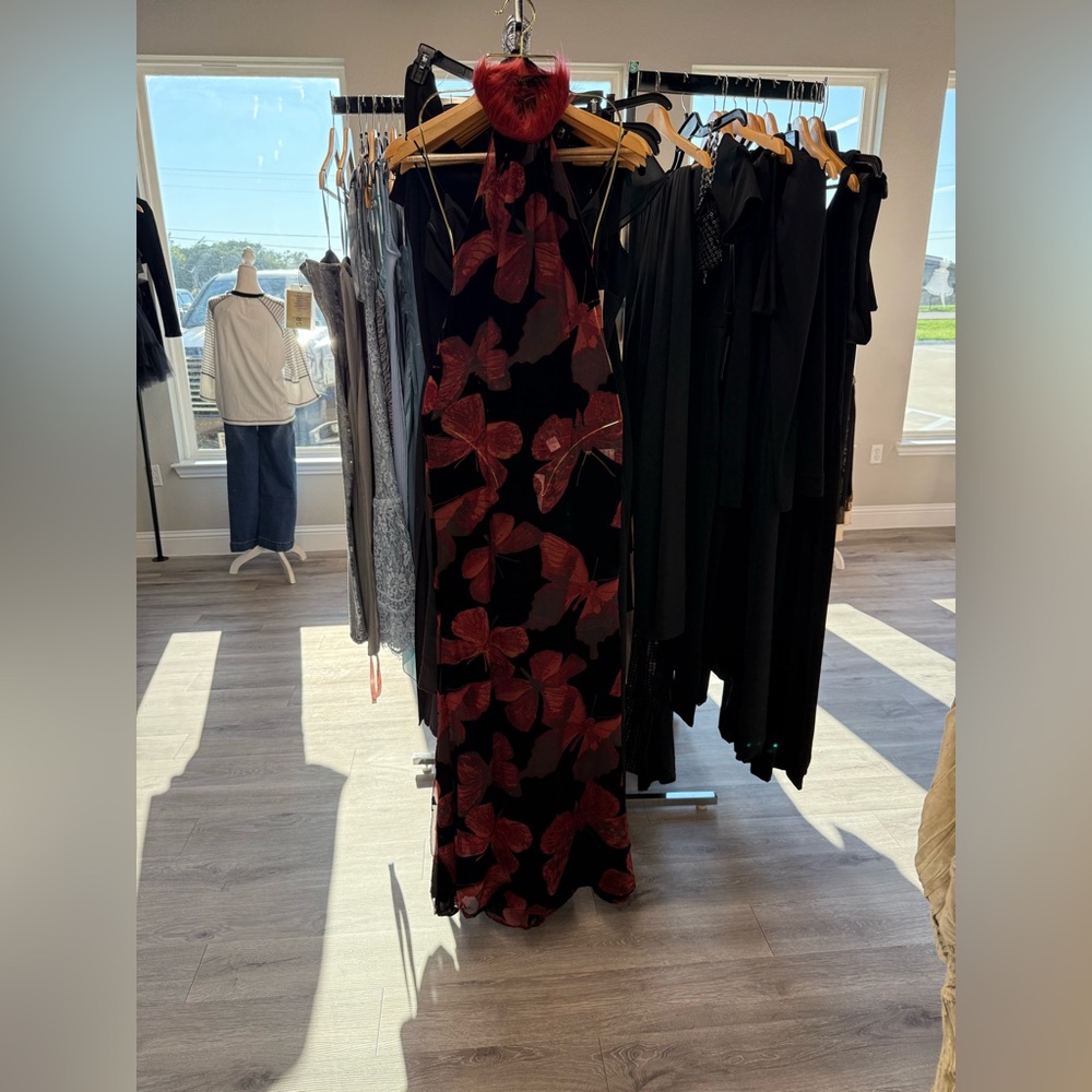 Kim Shui Butterfly Velvet Gown in Multi - Picture 7 of 14